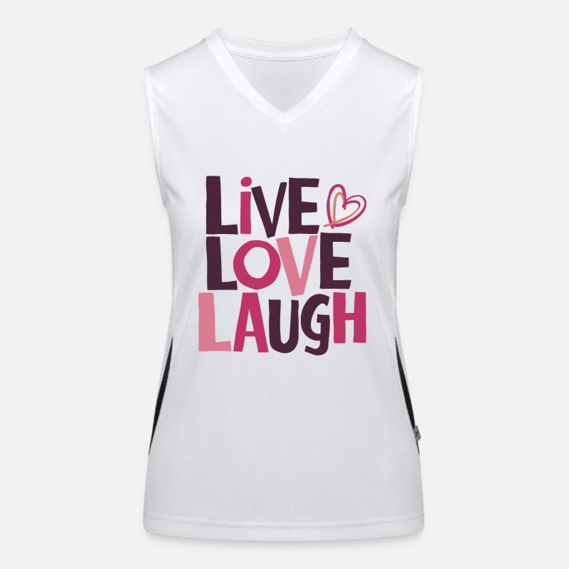 LEBE LIEBE, LACHE Funktionelles Kontrast-Tank Top für Frauen