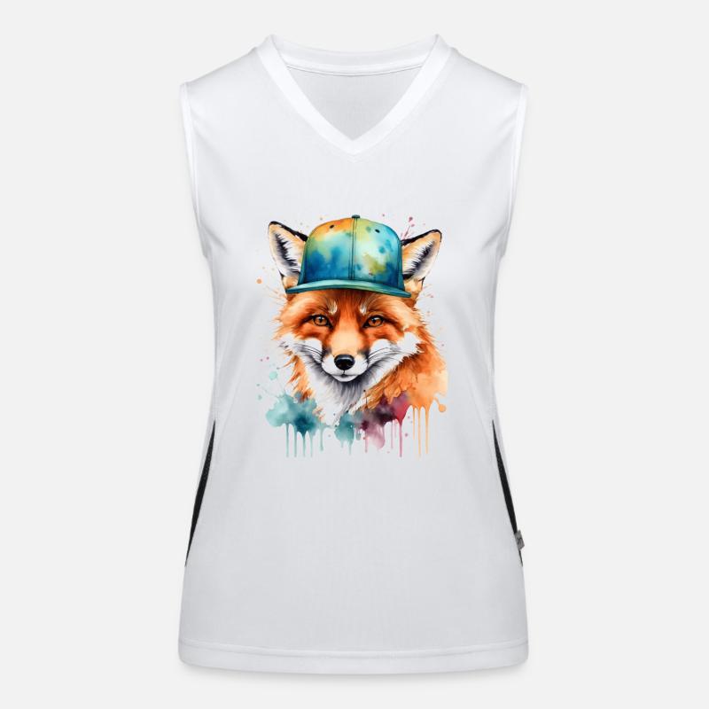 Fox Snapback Cap Cool Animal Design Print Women's Functional Contrast Tank Top