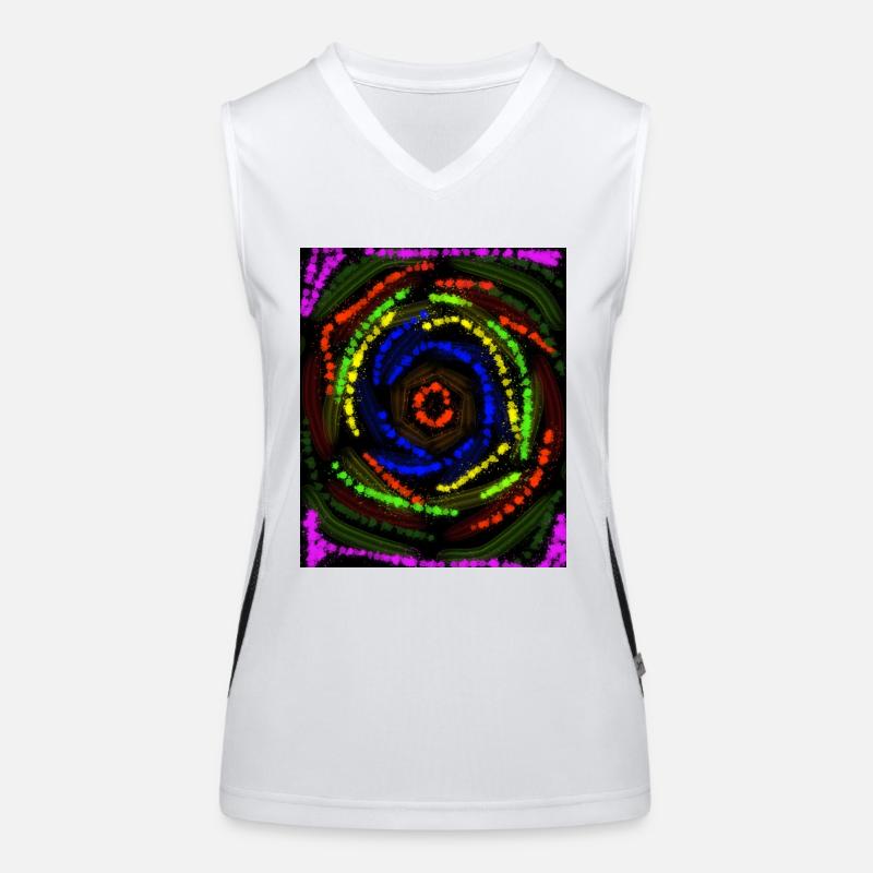 Concentric Colored Lines, Abstract Drawing Women's Functional Contrast Tank Top