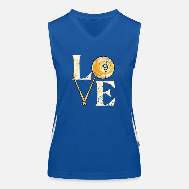 Pool Billard Billardtisch "LOVE" Sprüche Snooker Funktionelles Kontrast-Tank Top für Frauen