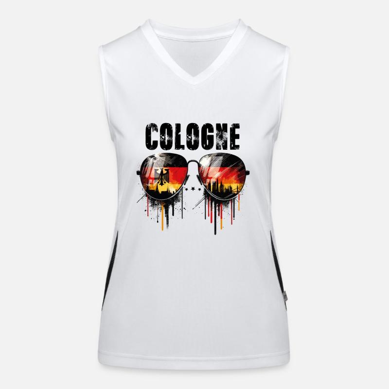 Cologne Sunglasses Design with German Flag Women's Functional Contrast Tank Top