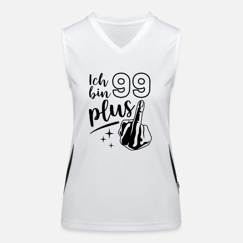 Ich bin 99 plus 1, Mittelfinger 100. Geburtstag Funktionelles Kontrast-Tank Top für Frauen