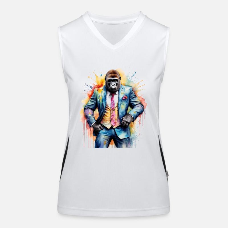Gorilla Anzug Affe Bunt Tier Design Print Funktionelles Kontrast-Tank Top für Frauen