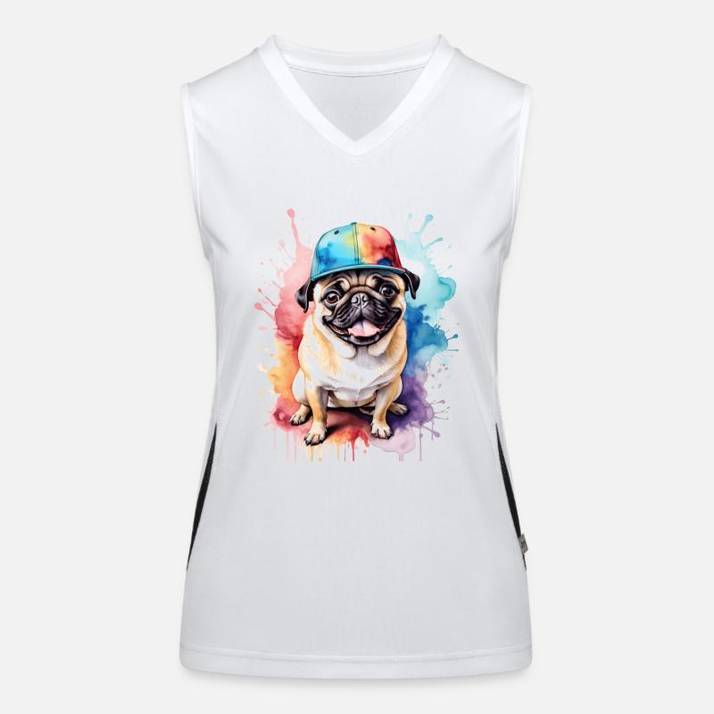 Carlin Snapback Cap Chien Coloré Drôle Design Imprimer Débardeur respirant contrasté Femme
