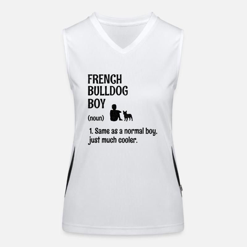 Bouledogue français garçon comme un garçon normal Juste beaucoup Débardeur respirant contrasté Femme