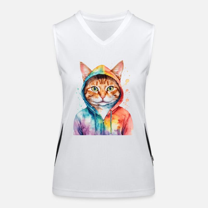 Chat Sweat à capuche Coloré Drôle Animal Design Imprimer Débardeur respirant contrasté Femme