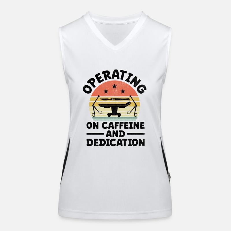 Opérer sur la caféine et le café du chirurgien dévoué Débardeur respirant contrasté Femme
