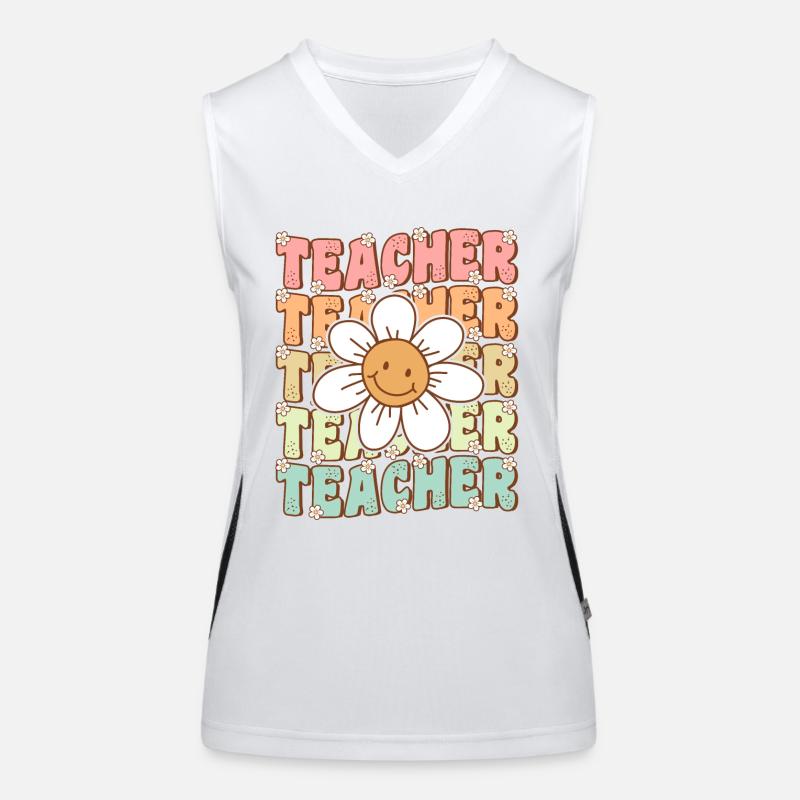 Groovy enseignant mignon Daisy fleur de retour à l’école Débardeur respirant contrasté Femme