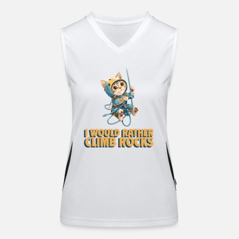 I would rather climb rocks rock climbing cat Women's Functional Contrast Tank Top