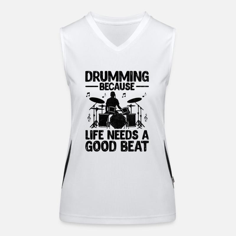 Drumming Because Life Needs A Good Beat Drum Drumm Women's Functional Contrast Tank Top