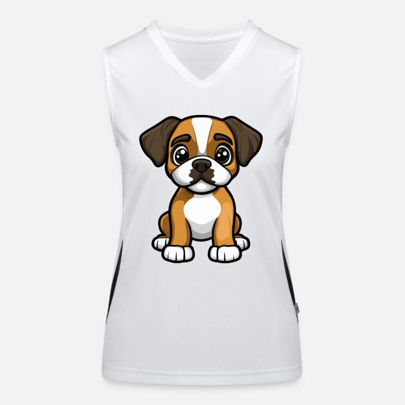 Boxer chien bande dessinée mignon Débardeur respirant contrasté Femme