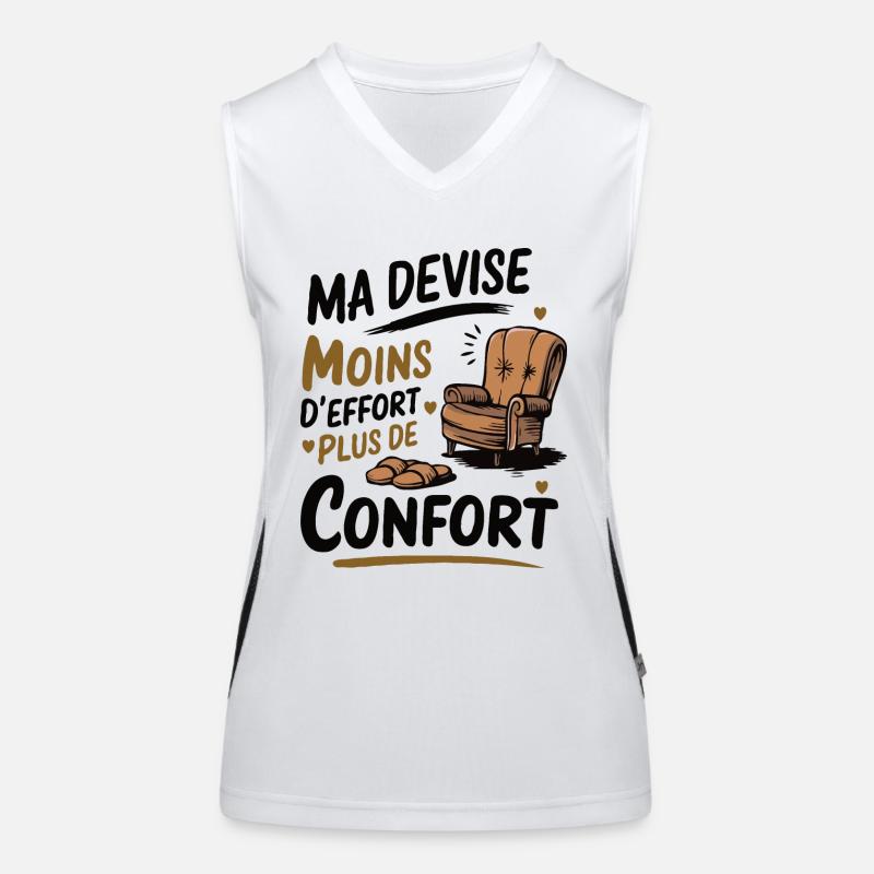Ma devise moins d effort plus de confort Débardeur respirant contrasté Femme
