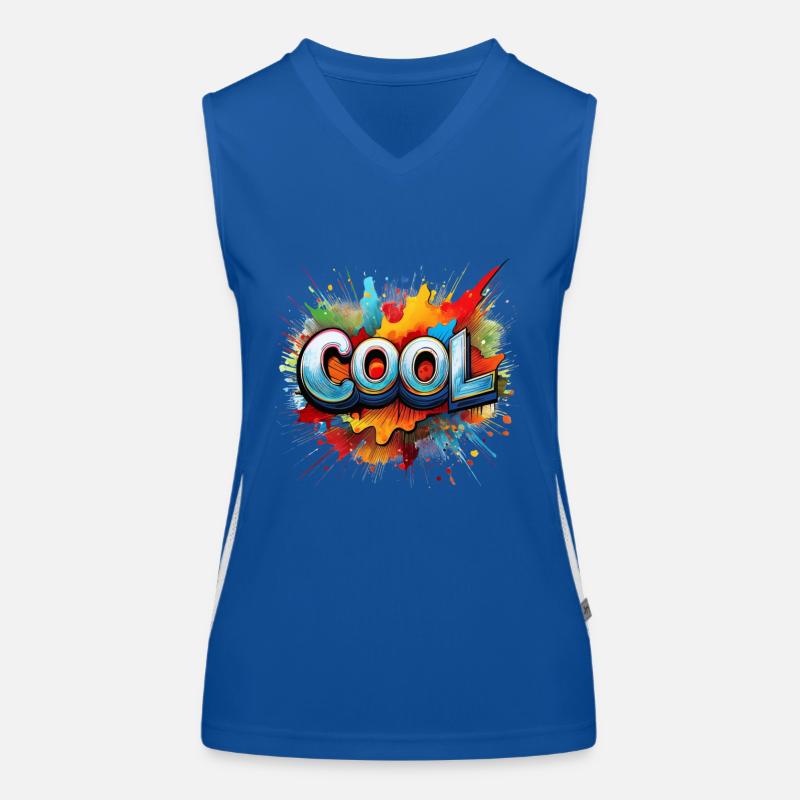 Vibrant Graffiti “COOL” Splash Design Women's Functional Contrast Tank Top