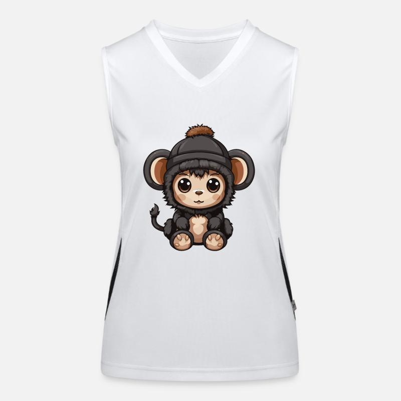Monkey Winter Animal Baby Comic Women's Functional Contrast Tank Top