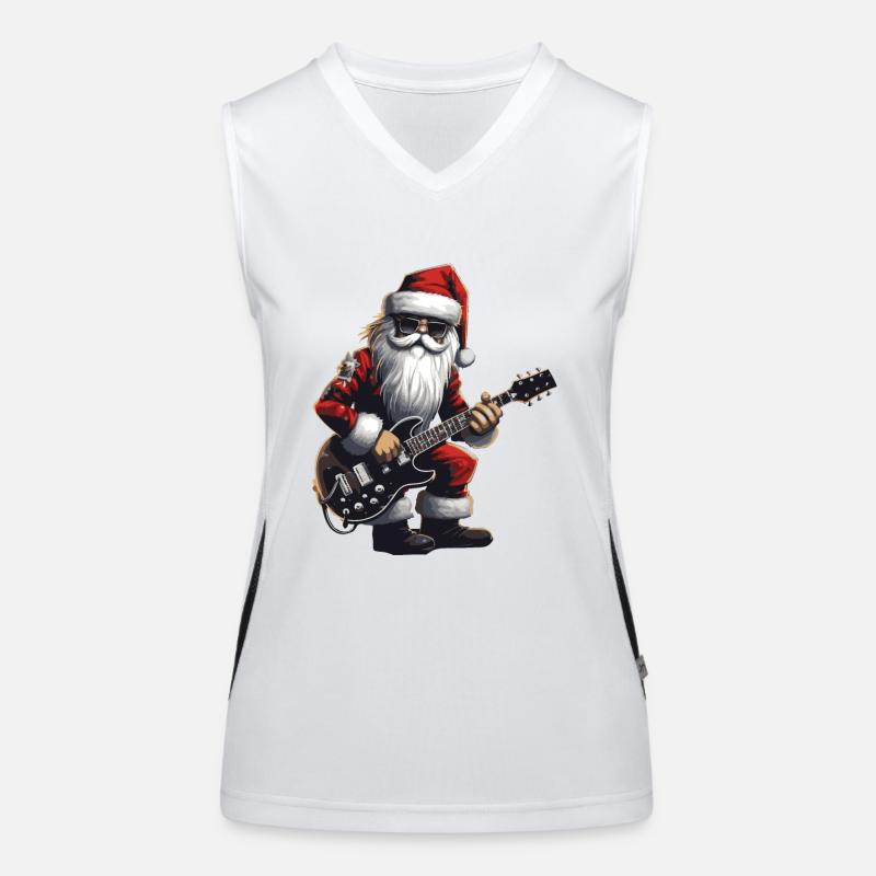 Weihnachtsmann Gitarre Santa Funktionelles Kontrast-Tank Top für Frauen