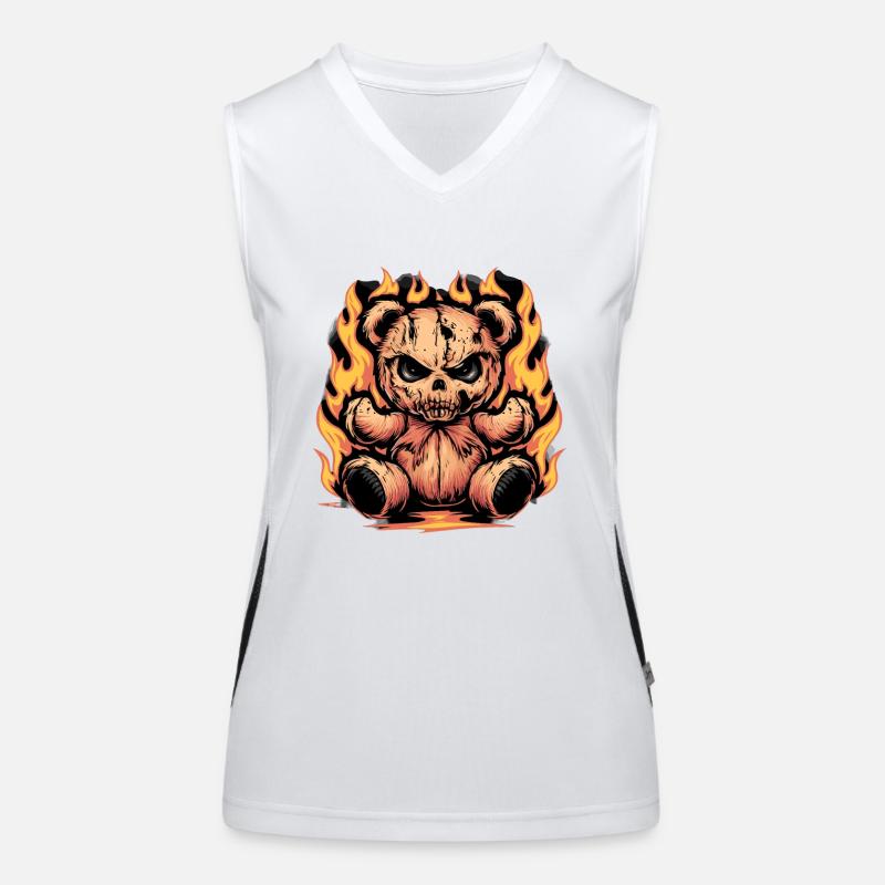 Fierce Flaming Teddy Bear Cool Statement Funktionelles Kontrast-Tank Top für Frauen