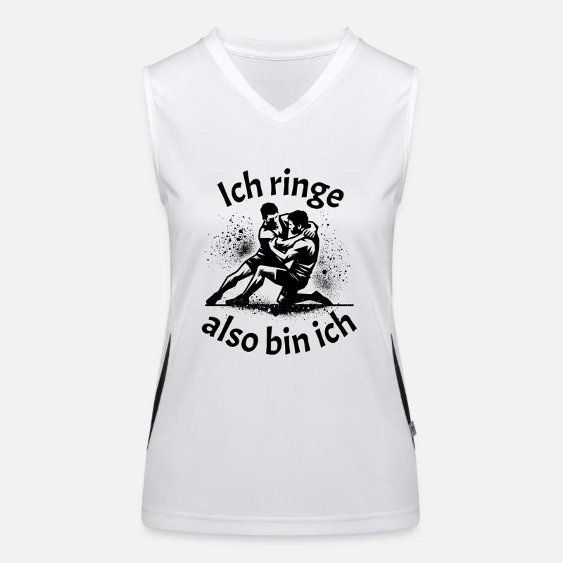 Ich ringe also bin ich mit zwei Ringern Funktionelles Kontrast-Tank Top für Frauen