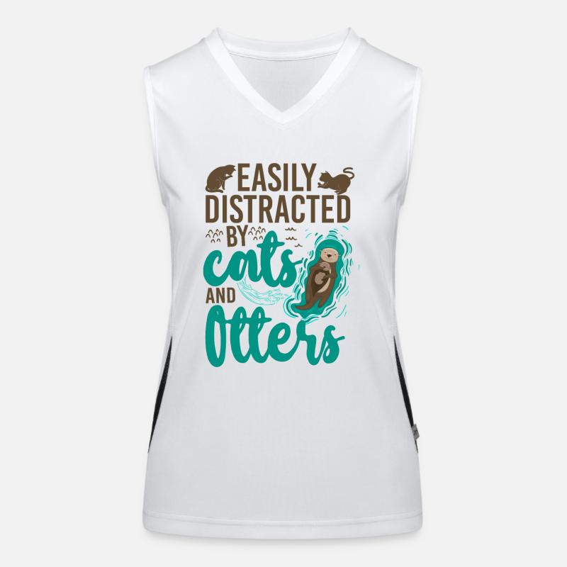 Otter Cat Easily Distracted By Funktionelles Kontrast-Tank Top für Frauen