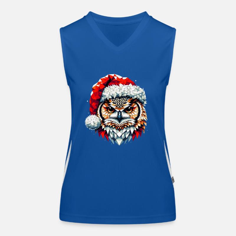 Polygon Kunst Eule Uhu Weihnachtsmütze Original Funktionelles Kontrast-Tank Top für Frauen