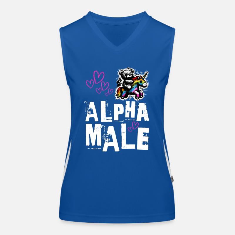 Alpha Einhorn - Süßer Teddy reitet auf Einhorn Funktionelles Kontrast-Tank Top für Frauen