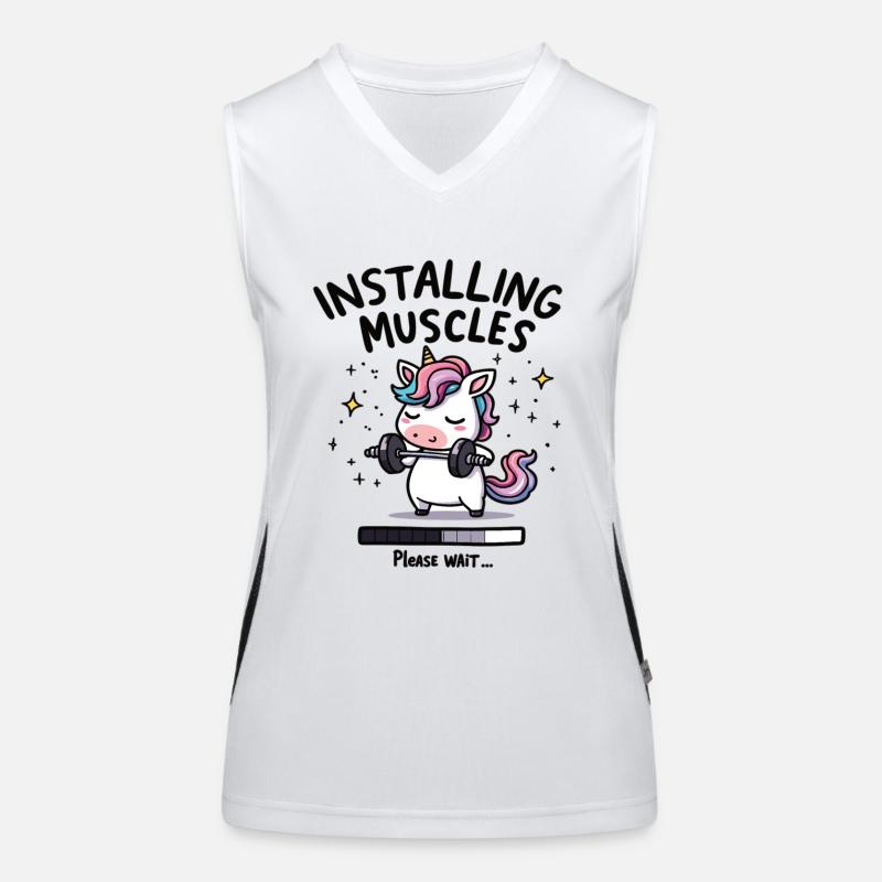 Installing Muscles Please Wait Kraftsport Einhon Funktionelles Kontrast-Tank Top für Frauen
