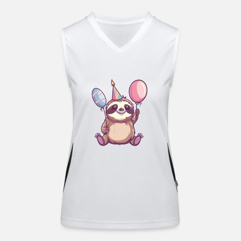 Sloth Birthday Comic Cute Women's Functional Contrast Tank Top