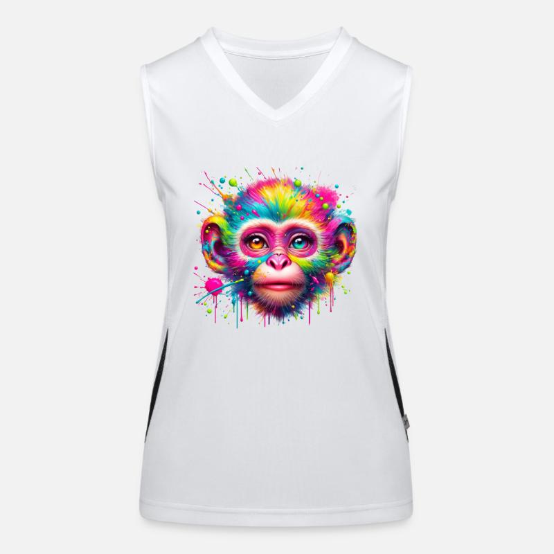 Singe coloré – Explosion colorée de pop art Débardeur respirant contrasté Femme