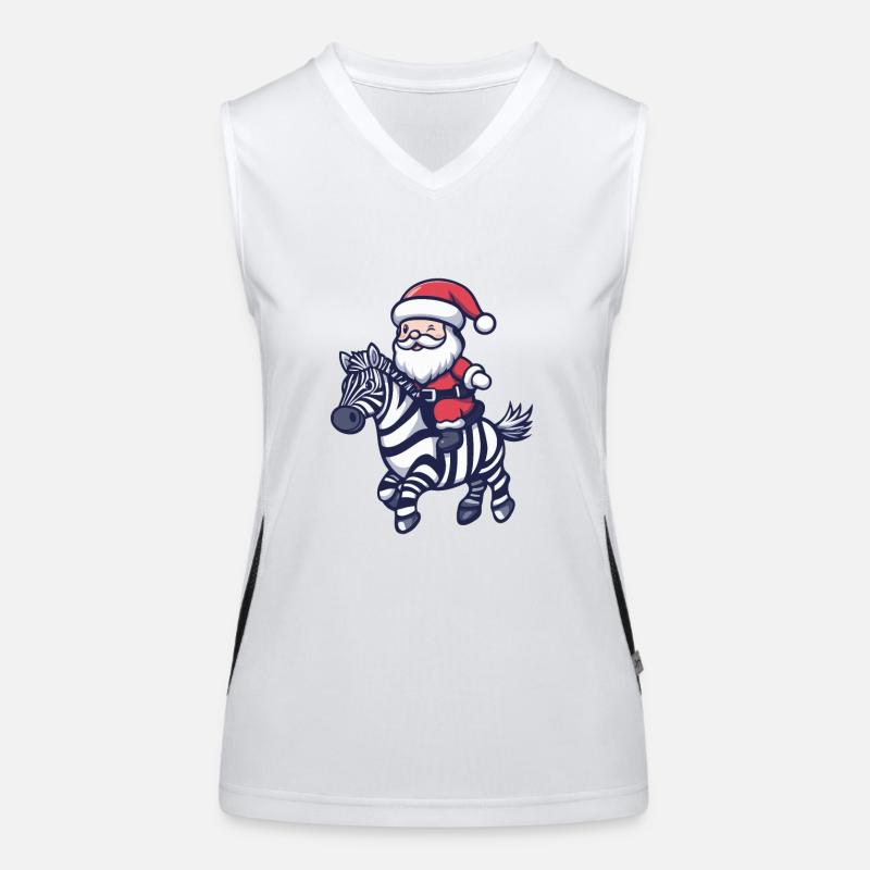 Zebra Weihnachtsmann Cartoon Funktionelles Kontrast-Tank Top für Frauen