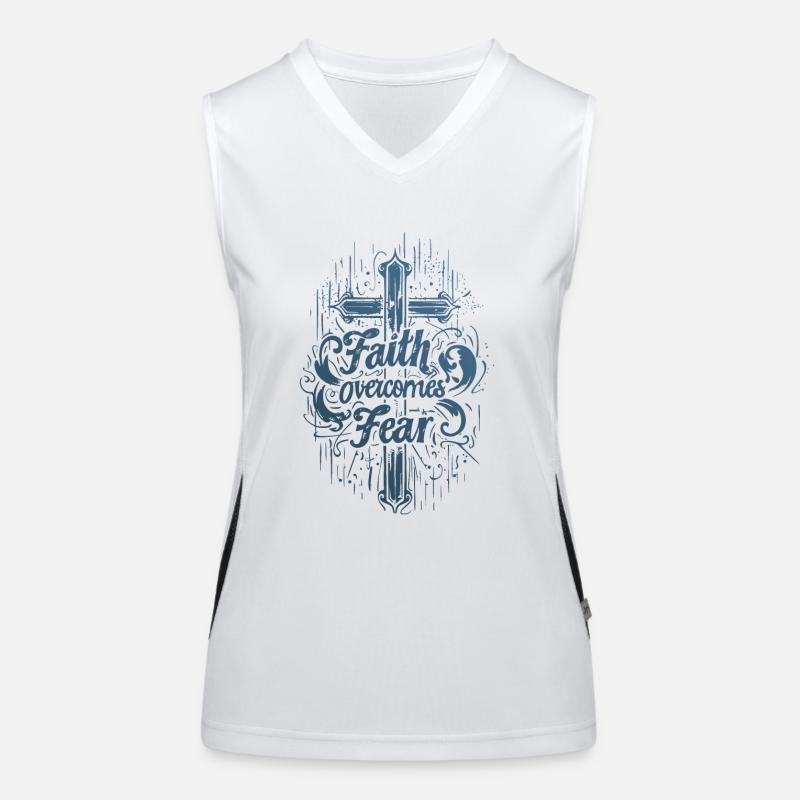 Glaube Über Angst Bibelvers Bibelspruch Jesus Funktionelles Kontrast-Tank Top für Frauen