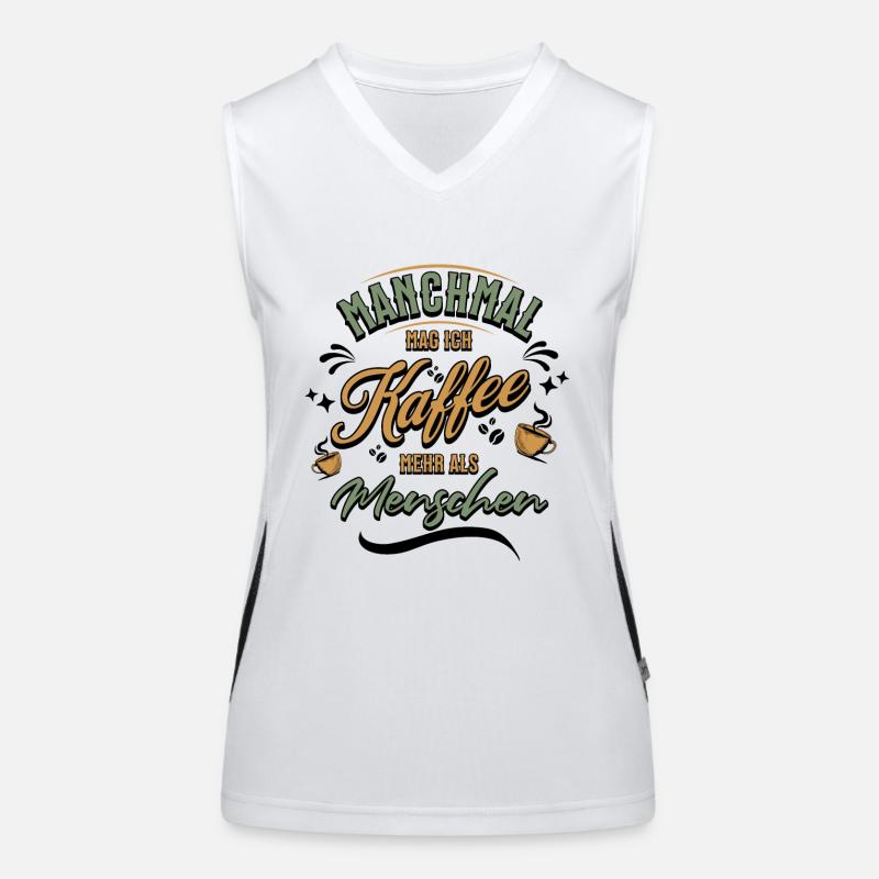 Lustiger Spruch Kaffee Menschen Statement Funktionelles Kontrast-Tank Top für Frauen