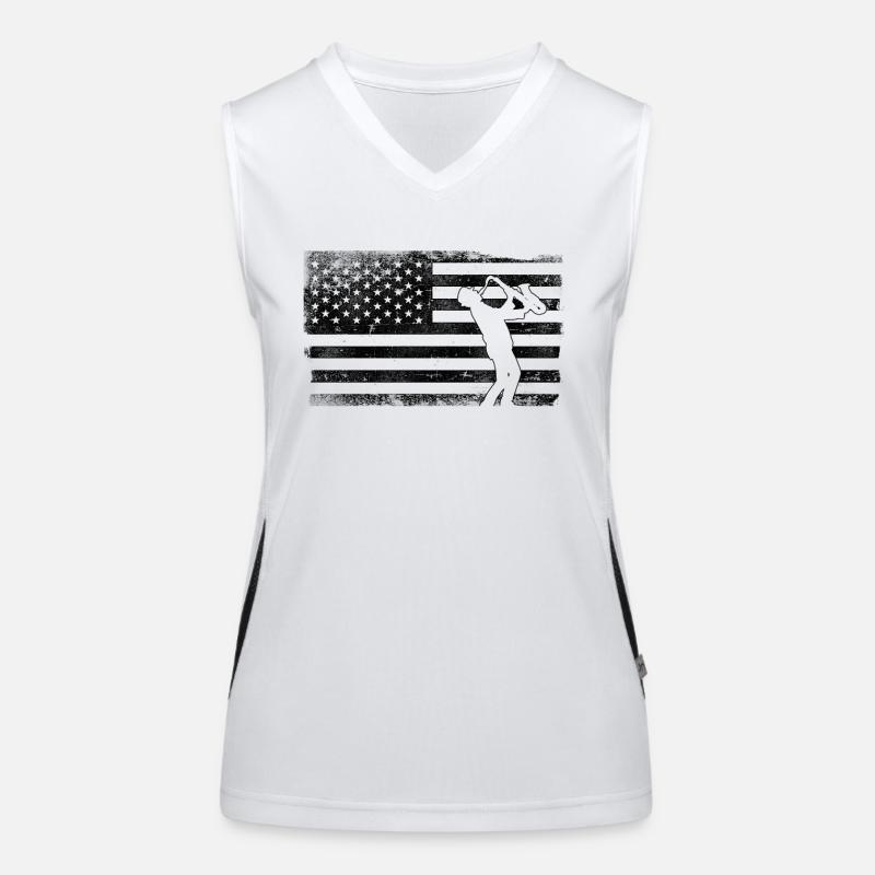 Saxophone American Flag Funktionelles Kontrast-Tank Top für Frauen