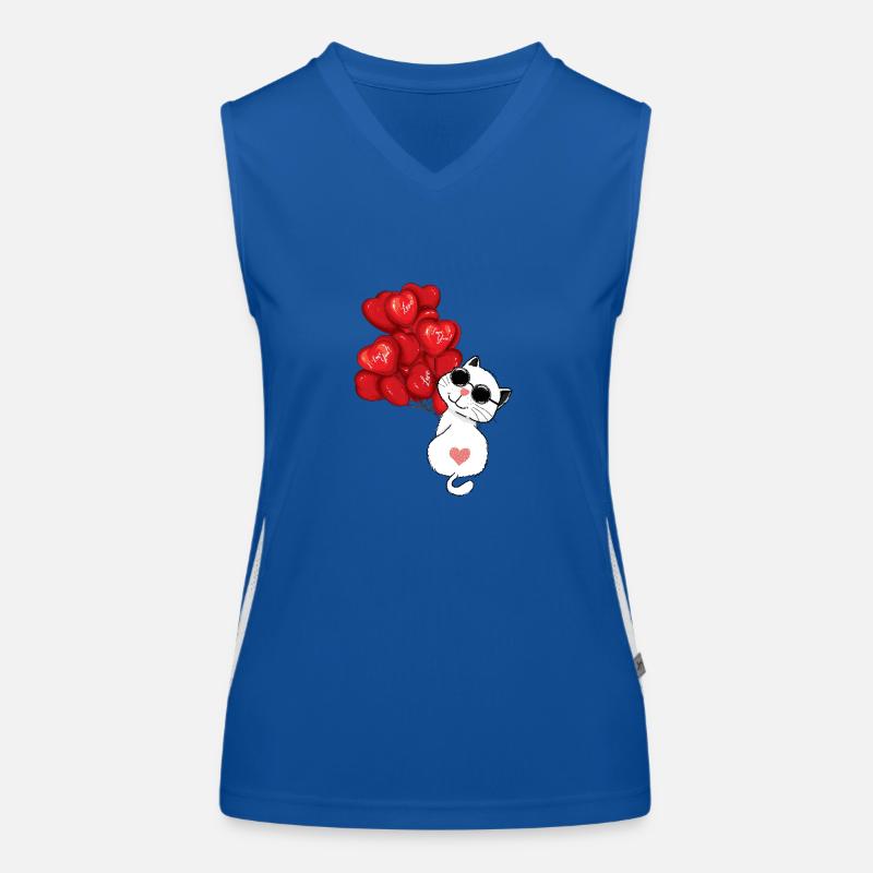 Niedliche Katze mit Herzluftballons - Ich liebe Funktionelles Kontrast-Tank Top für Frauen