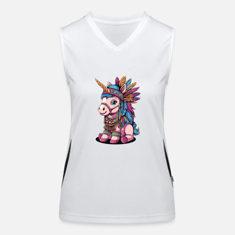 Cute Unicorn Native American Funktionelles Kontrast-Tank Top für Frauen