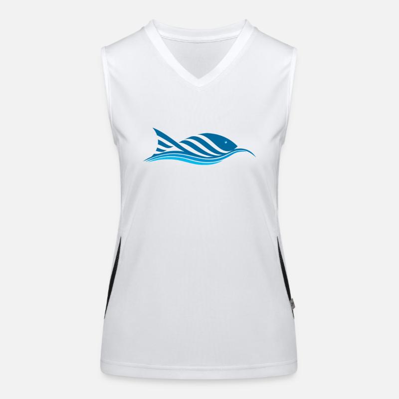 Fisch mitWellen Design Fish with Waves Design Women's Functional Contrast Tank Top