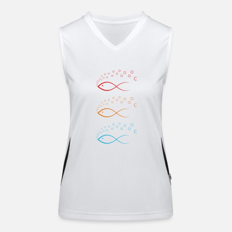 Conception de poisson coloré avec des bulles Conception de poisson coloré Débardeur respirant contrasté Femme