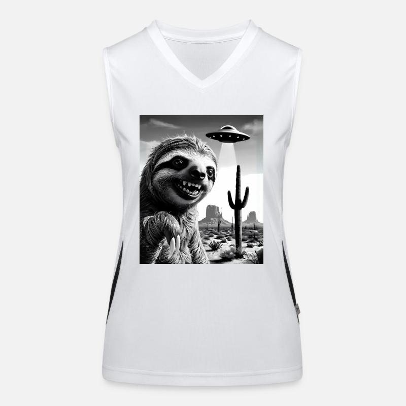Faultier macht ein Selfie mit einem UFO | Wüste Funktionelles Kontrast-Tank Top für Frauen