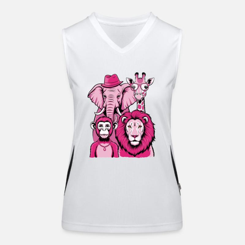 Elefant Affe Löwe Giraffe in Rosa Look mit Stil Funktionelles Kontrast-Tank Top für Frauen