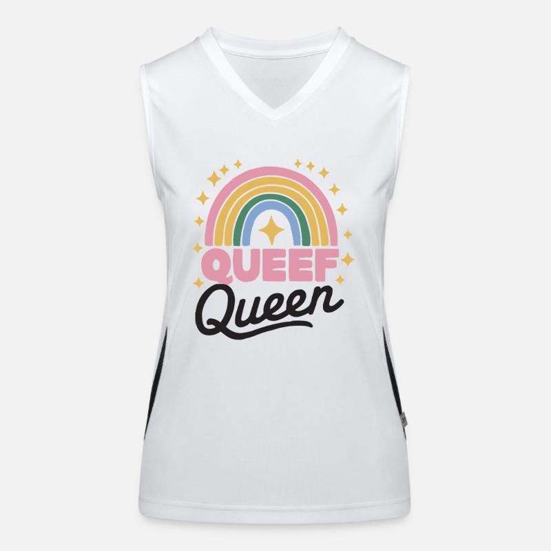 Queef Queen Queefed Humour adulte Queefing Débardeur respirant contrasté Femme