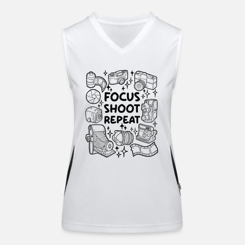 Focus. Shoot. Repeat. – Analogfotografie Funktionelles Kontrast-Tank Top für Frauen