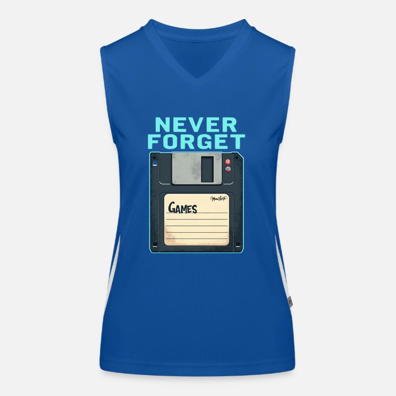 Never Forget Retro Floppy Disk Design Funktionelles Kontrast-Tank Top für Frauen