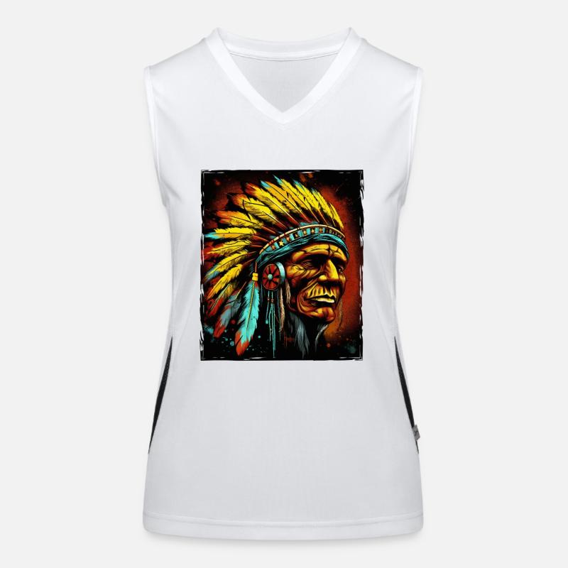 Crâne de chef indien Apache Débardeur respirant contrasté Femme