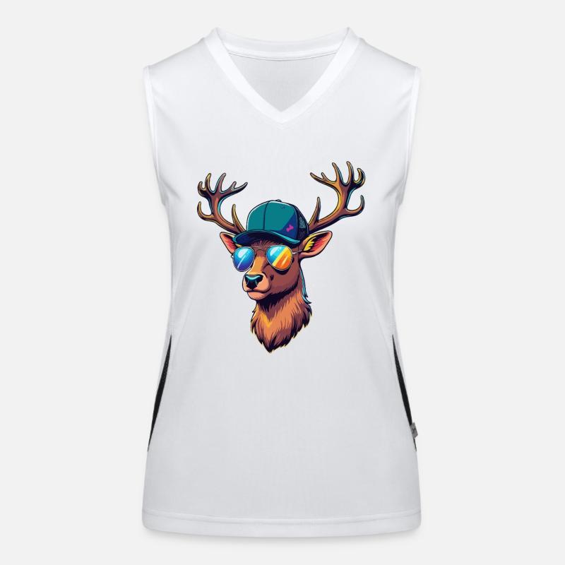 Cool Deer Deer Head Hunter Hunting Wild Forest Women's Functional Contrast Tank Top