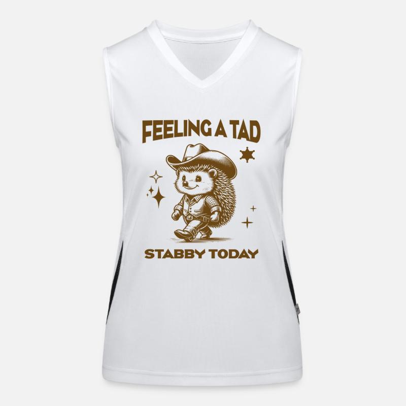 Feeling A Tad Stabby Today Cool Cowboy Hedgehog Women's Functional Contrast Tank Top