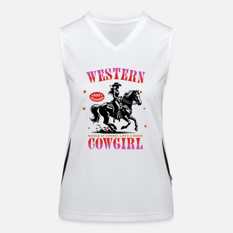 Howdy Rodeo – Not for Beginners" design Women's Functional Contrast Tank Top
