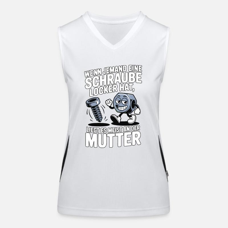 Wenn jemand eine Schraube locker hat Mutter Spruch Funktionelles Kontrast-Tank Top für Frauen