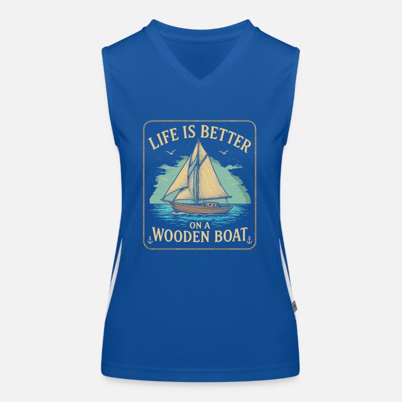 Das Leben ist besser auf einem Holzboot Funktionelles Kontrast-Tank Top für Frauen
