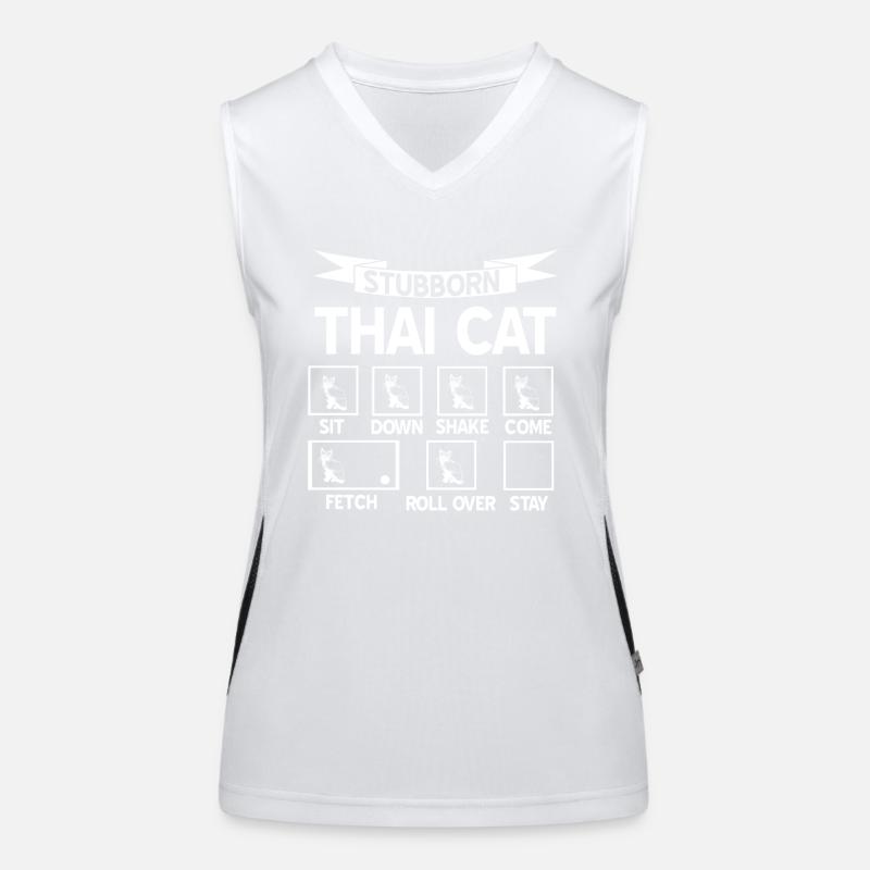 Stubborn Thai Cat Funny Obedience Refusal Humor Women's Functional Contrast Tank Top
