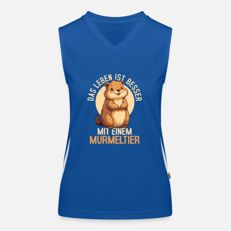 Das Leben ist besser mit einem Murmeltier Tier Funktionelles Kontrast-Tank Top für Frauen