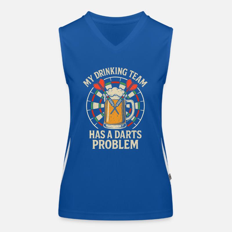 Mein Trinker-Team hat ein Darts-Problem Funktionelles Kontrast-Tank Top für Frauen