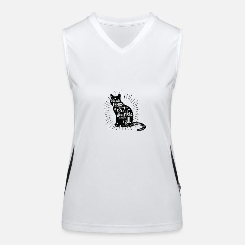 he who feeds a cat Funktionelles Kontrast-Tank Top für Frauen